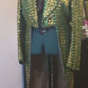 Green and gold sequin coat